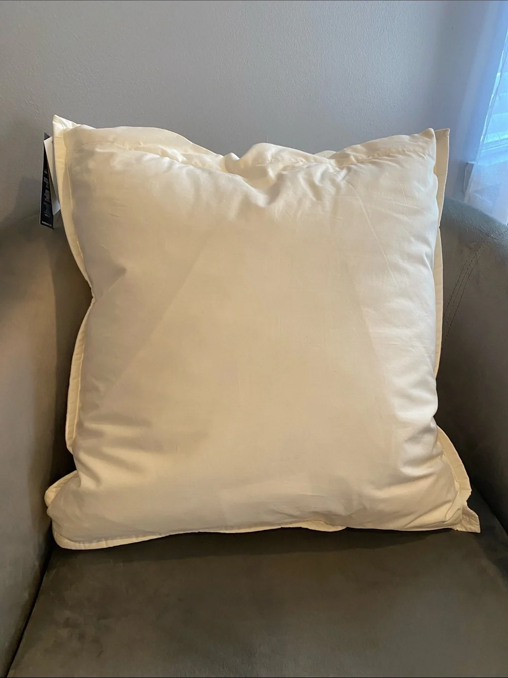 Ralph Lauren Cream Quilted Floral Euro Feather Pillow & 100% Cotton Pillow Sham